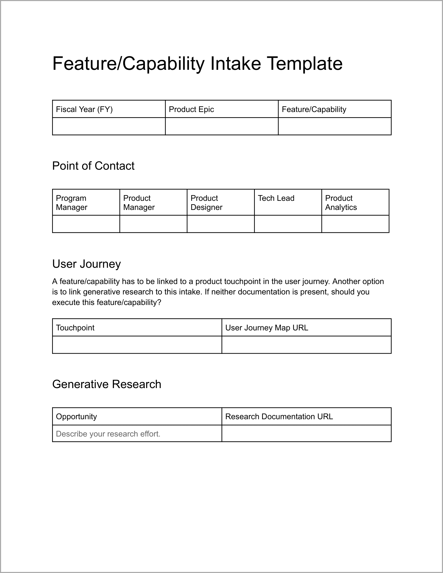 Product feature/Capability intake template page 1 - The Triangle Offense