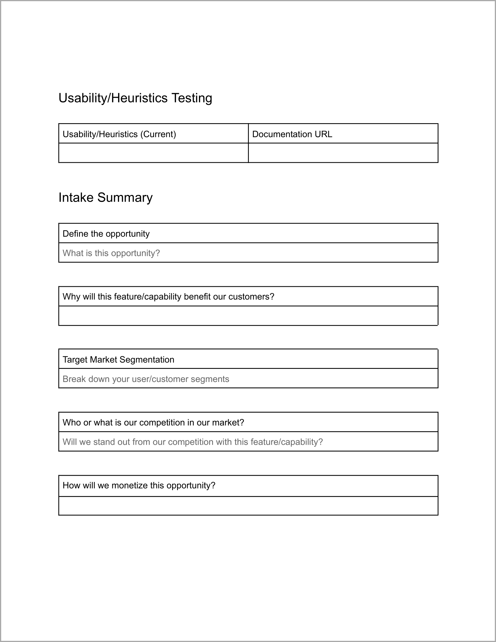 Product feature/Capability intake template page 2 - The Triangle Offense